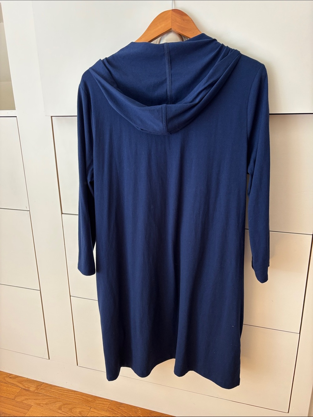 Lands' End Navy Hooded Tunic with White Loop Trim and Pockets Like New! Large 14 - Picture 3 of 5